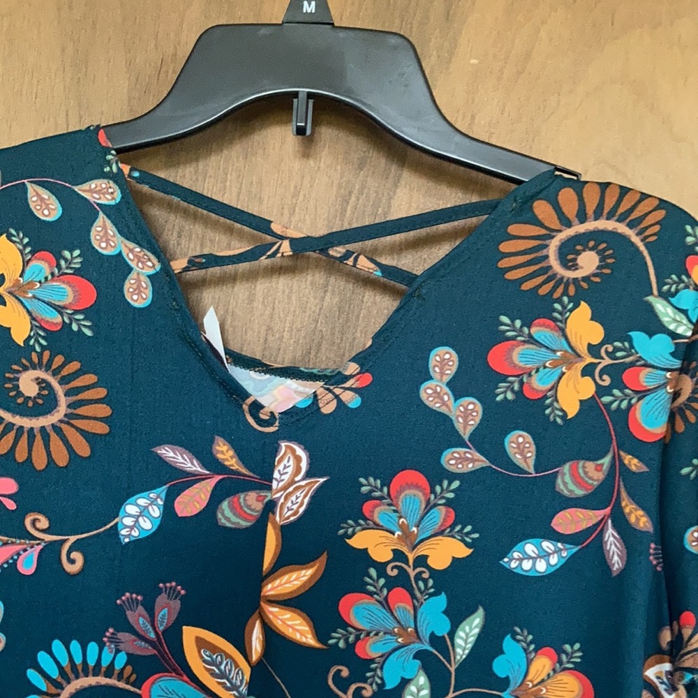 Harlow & Rose dress floral print pullover soft with stretch casual boho M - Picture 10 of 17